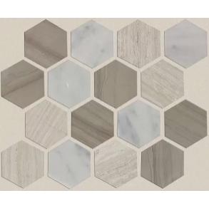 Bianco C Rockw Mosaic Hex - stone tile